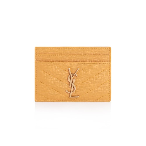 21S/S 세인트로랑 금장 모노그램 오렌지 카드지갑