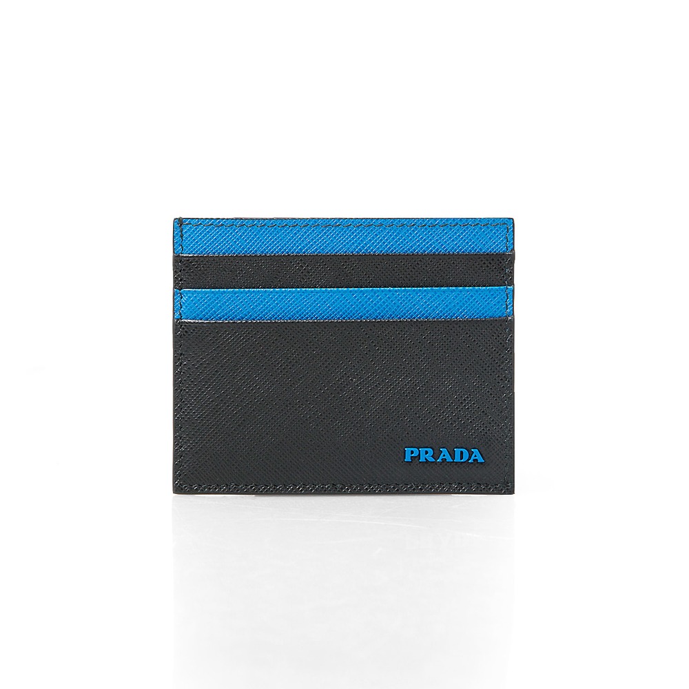 19S/S 프라다 사피아노 블랙&amp;블루 투톤 카드지갑