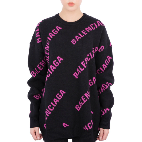 19F/W 발렌시아가 멀티 핑크로고 여성 블랙 스웨터