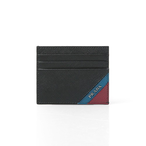 19S/S 프라다 사피아노 다크블루&amp;와인 투톤 카드지갑