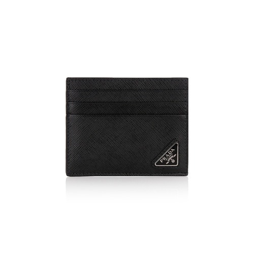 23S/S 프라다 사피아노 트라이앵글 로고 블랙 카드지갑