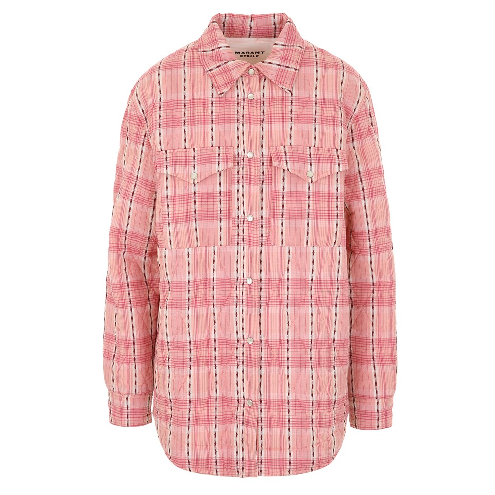 23F/W 이자벨마랑 MYSEN 퀼팅 체크 셔츠 핑크 자켓